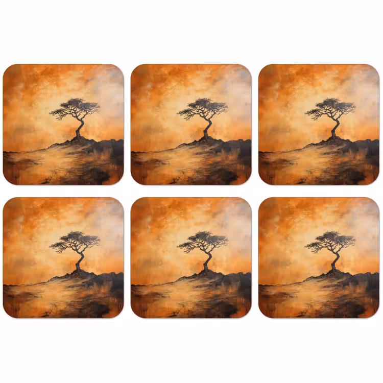 Untersetzer​ - Baum - Landschaft - Orange — 1