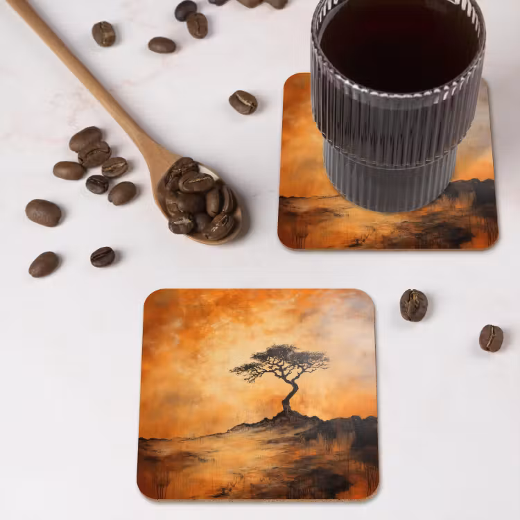 Untersetzer​ - Baum - Landschaft - Orange — 4
