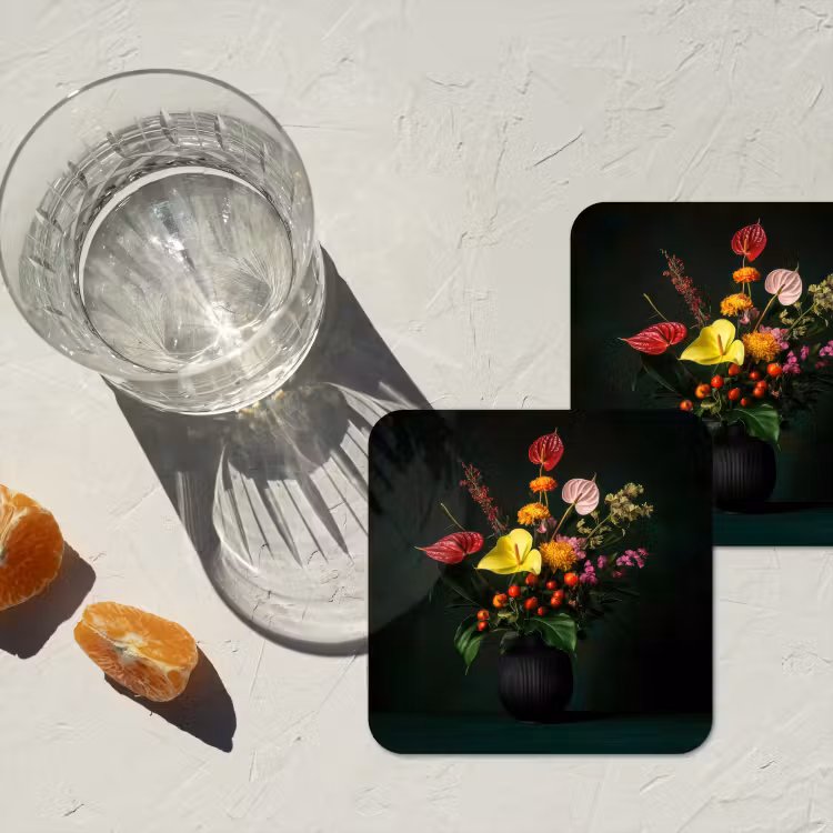 Untersetzer​ - Blumen - Vase - Schwarz — 2