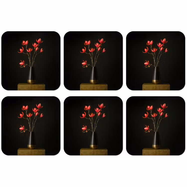 Untersetzer​ - Rot - Blumen - Vase — 1
