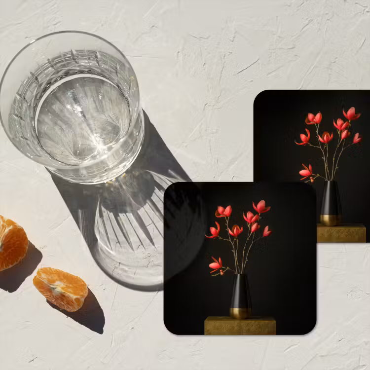 Untersetzer​ - Rot - Blumen - Vase — 2