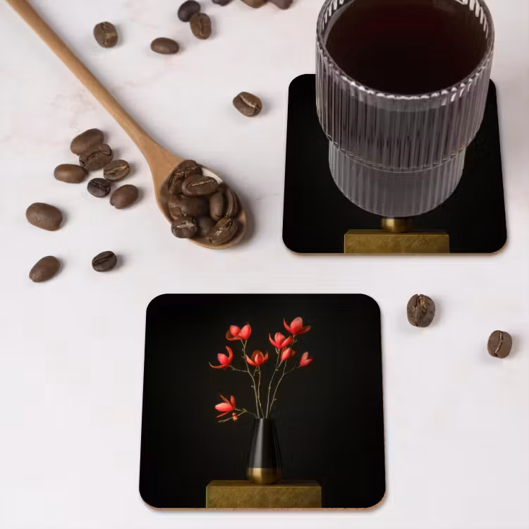 Untersetzer​ - Rot - Blumen - Vase — 4