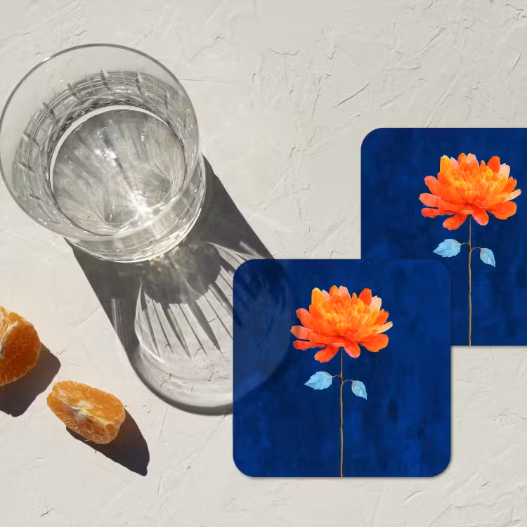 Untersetzer - Blume - Orange - Blätter — 2
