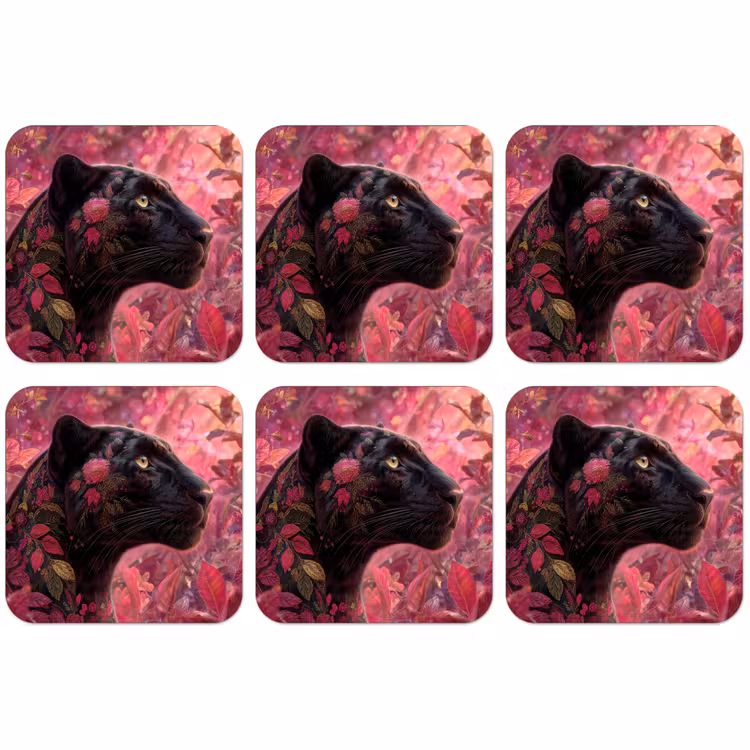 Untersetzer​ - Leopard - Blumen - Rosa — 1