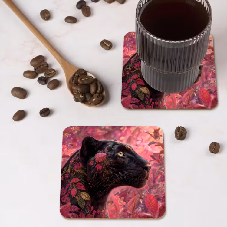 Untersetzer​ - Leopard - Blumen - Rosa — 4