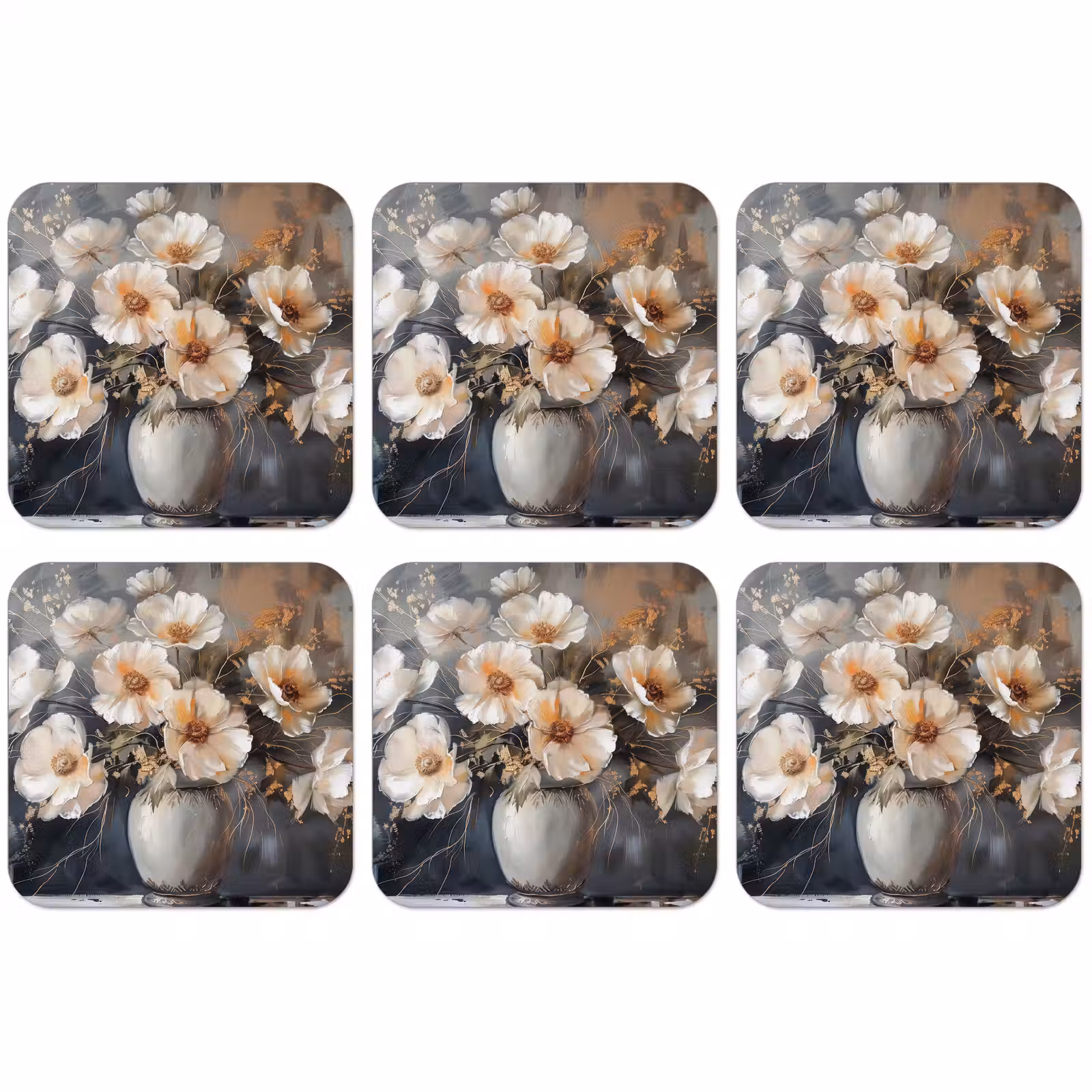 Untersetzer - Blumen - Weiß - Vase - Modern — 1