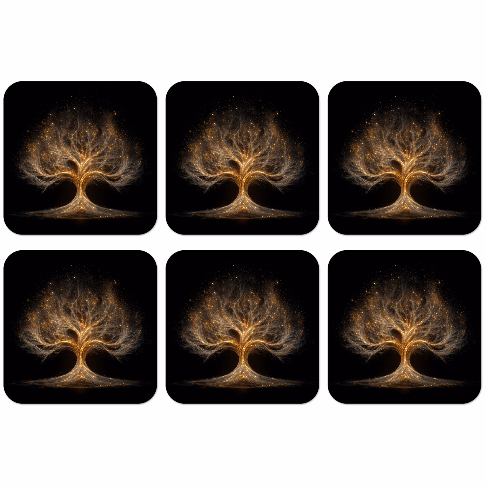 Untersetzer​ - Lichter - Baum - Abstrakt - Schwarz — 1