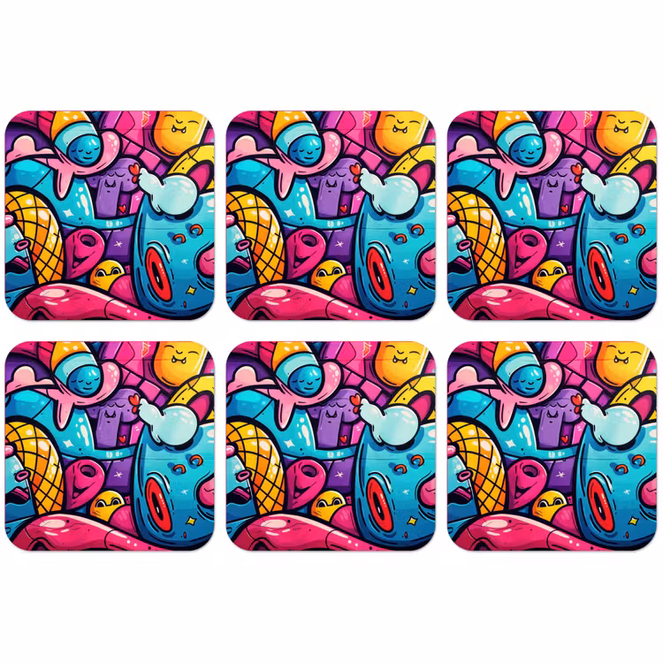 Untersetzer​ - Abstrakt - Neon - Design - Bunt - Graffiti — 1