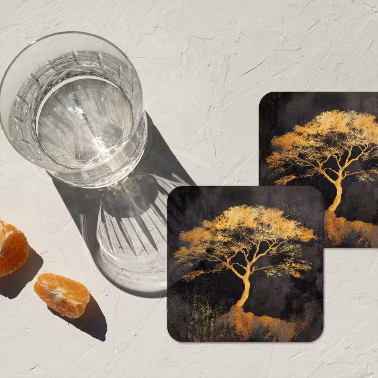 Untersetzer​ - Baum - Gemälde - Gold - Abstrakt — 2