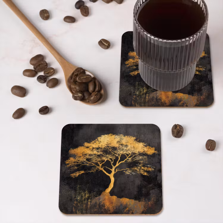 Untersetzer​ - Baum - Gemälde - Gold - Abstrakt — 4
