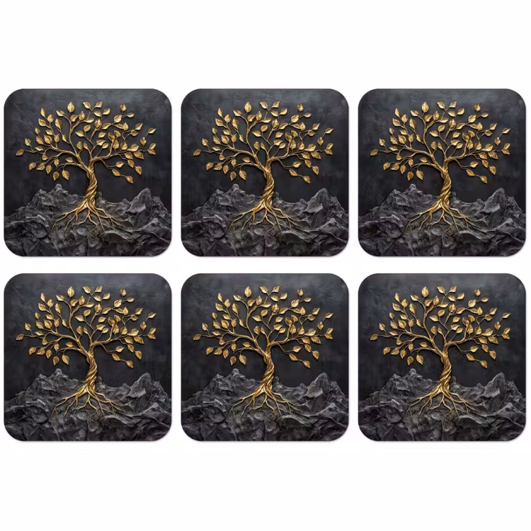 Untersetzer - Blätter - Gold - Baum - Fels — 1