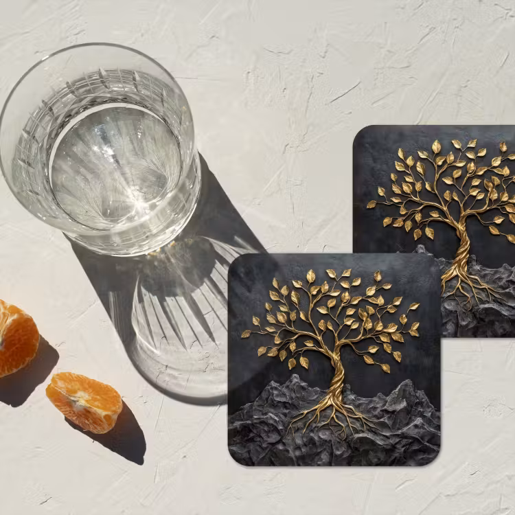 Untersetzer - Blätter - Gold - Baum - Fels — 2
