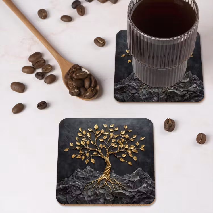 Untersetzer - Blätter - Gold - Baum - Fels — 4