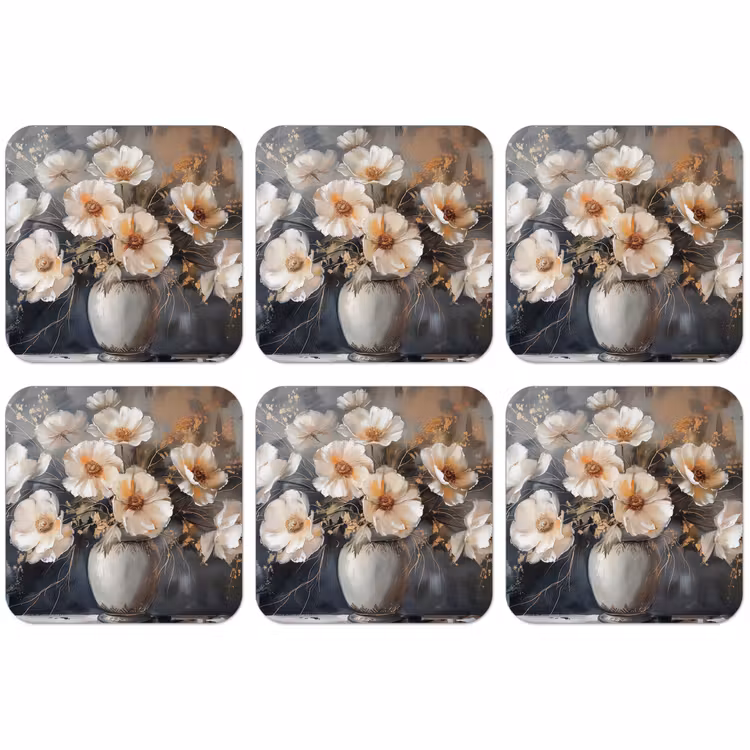 Untersetzer - Blumen - Weiß - Vase - Modern — 1