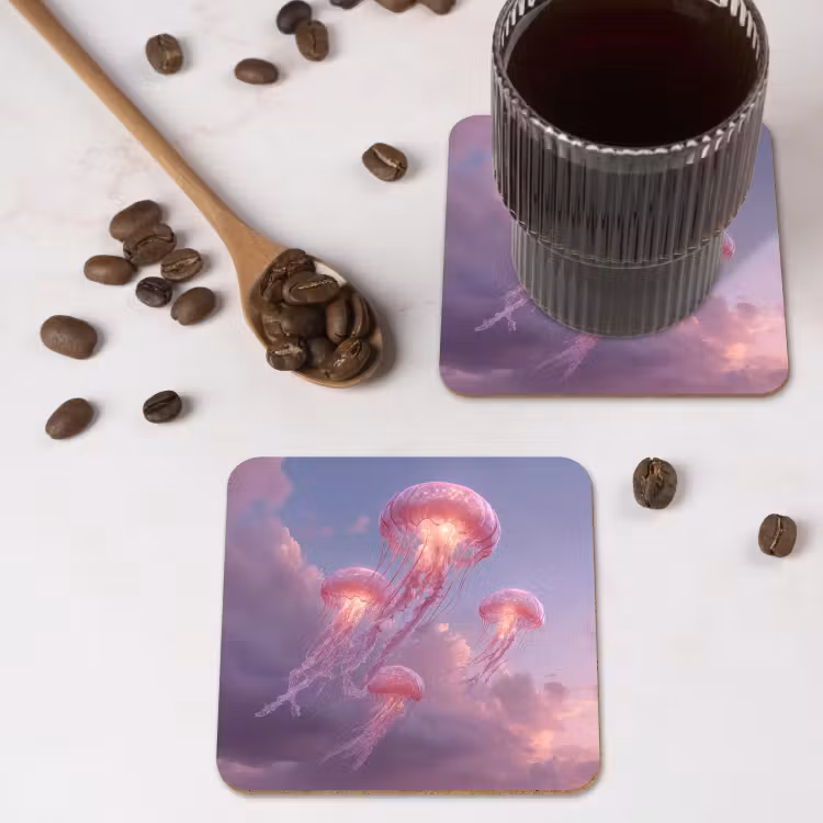 Untersetzer​ - Qualle - Rosa - Wolken — 4
