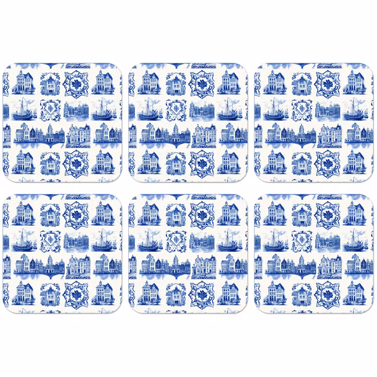 Untersetzer - Häuser - Schiffe - Blau — 1