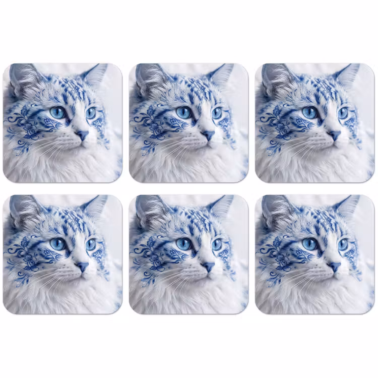 Untersetzer​ - Katze - Muster - Blau — 1