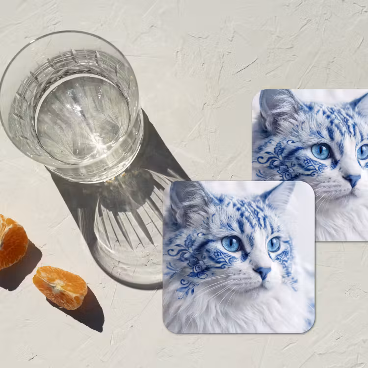 Untersetzer​ - Katze - Muster - Blau — 2
