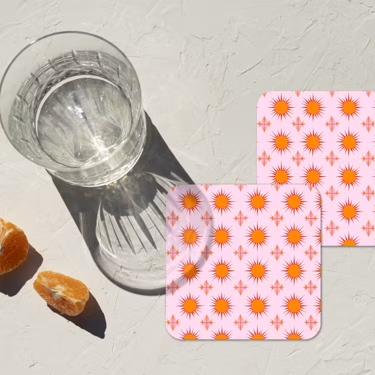 Untersetzer​ - Sonne - Muster - Rosa — 2