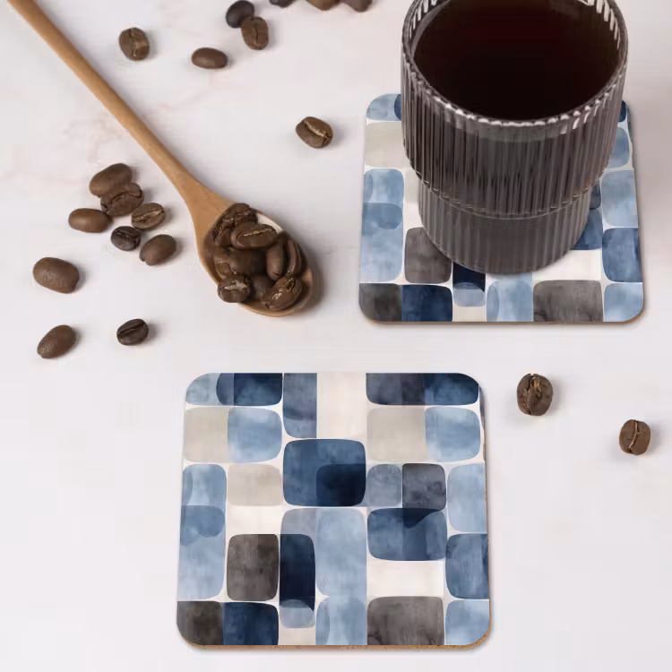 Untersetzer​ - Muster - Blau - Quadrate — 4