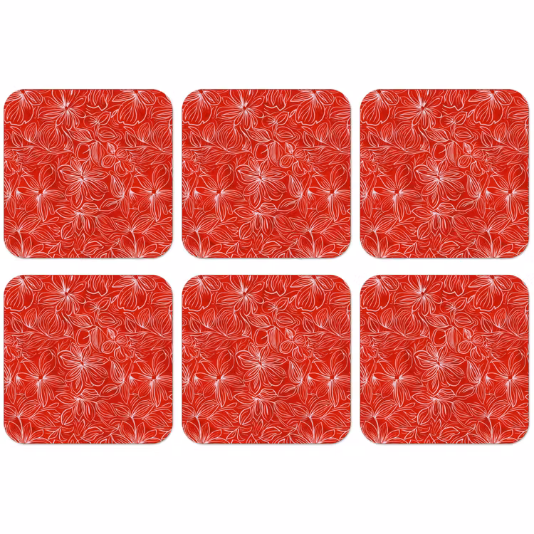 Untersetzer​ - Blumen - Muster - Rot — 1