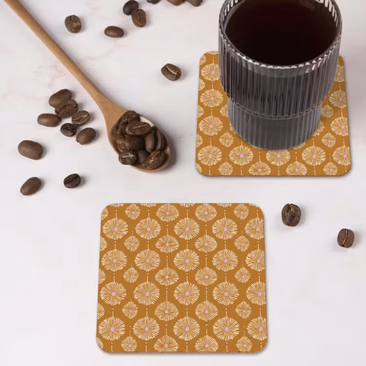 Untersetzer​ - Blumen - Modern - Ocker — 4