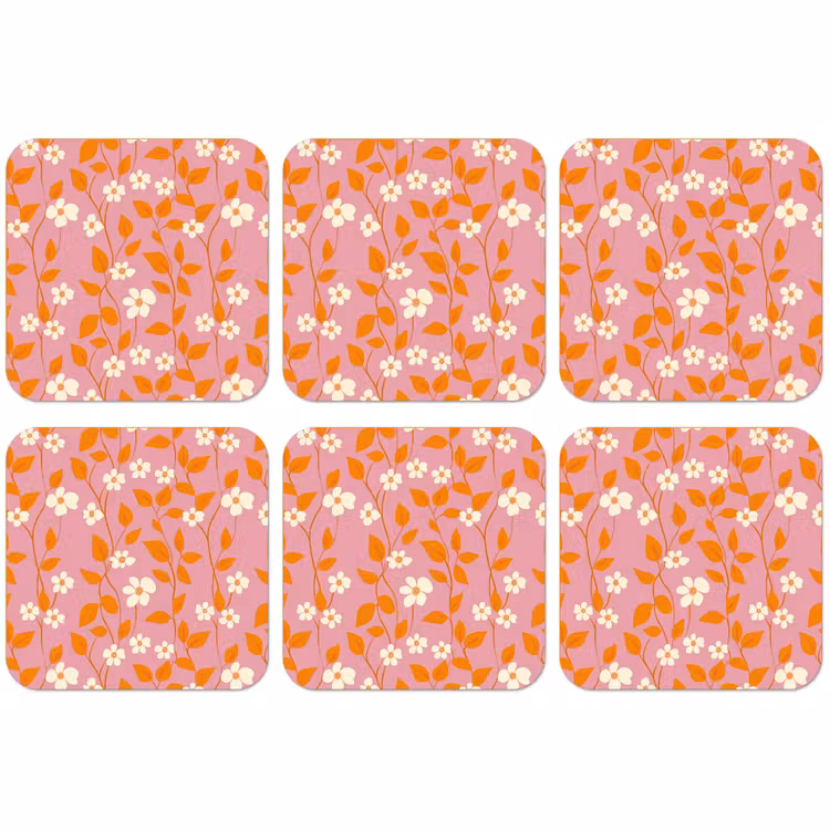Untersetzer​ - Blumen - Muster - Orange — 1