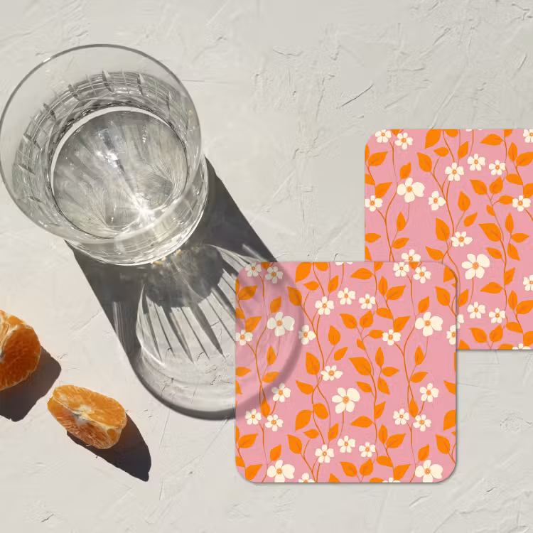 Untersetzer​ - Blumen - Muster - Orange — 2