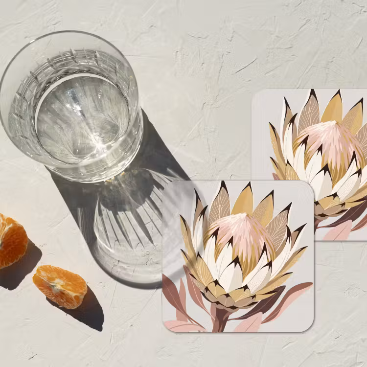 Untersetzer​ - Protea - Blume - Botanisch - Beige — 2