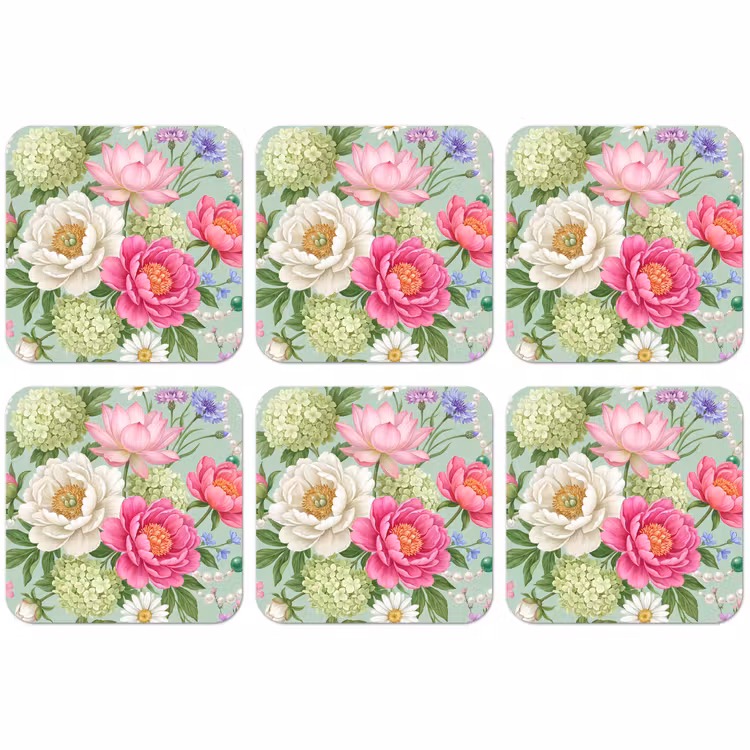 Untersetzer - Blumen – Muster – Botanisch – Grün — 1