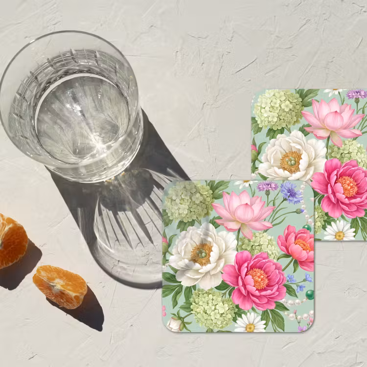 Untersetzer - Blumen – Muster – Botanisch – Grün — 2