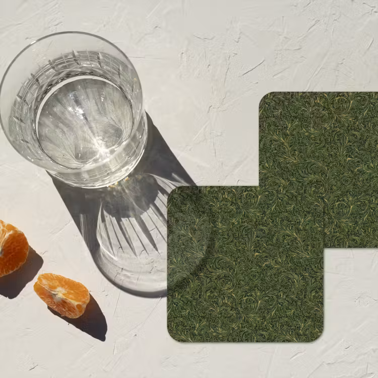 Untersetzer - Dunkel – Grün – Lockig – Botanisch — 2