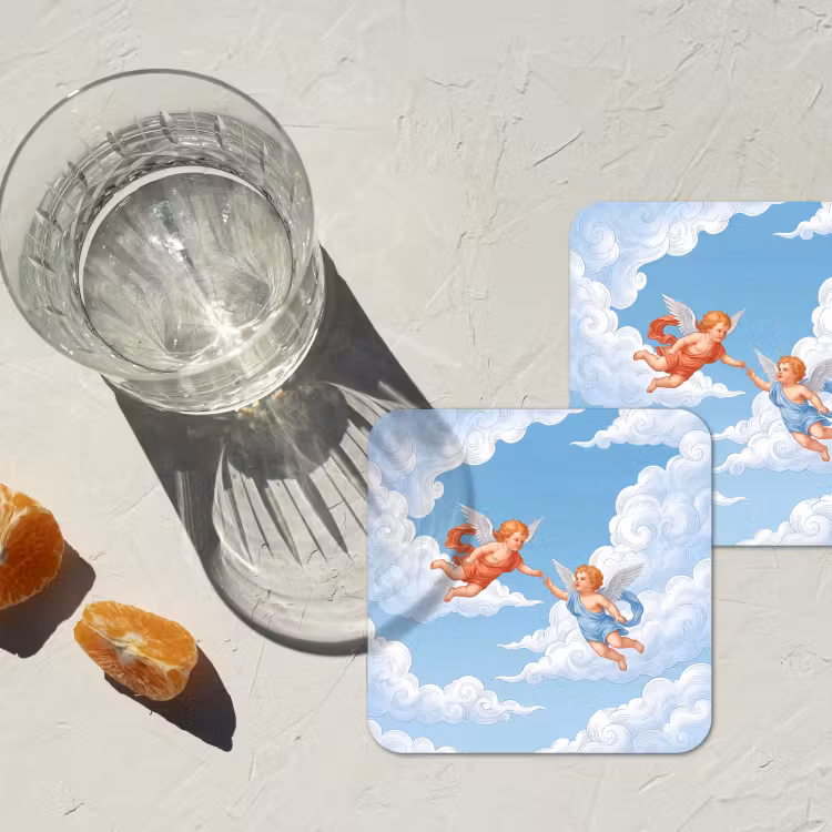Untersetzer - Engel – fliegend – klassisch – blau — 2