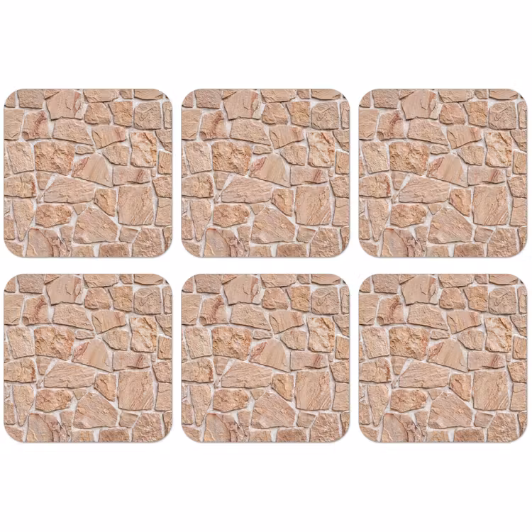 Untersetzer - Mauer – Stein – Muster – Rustikal – Beige — 1