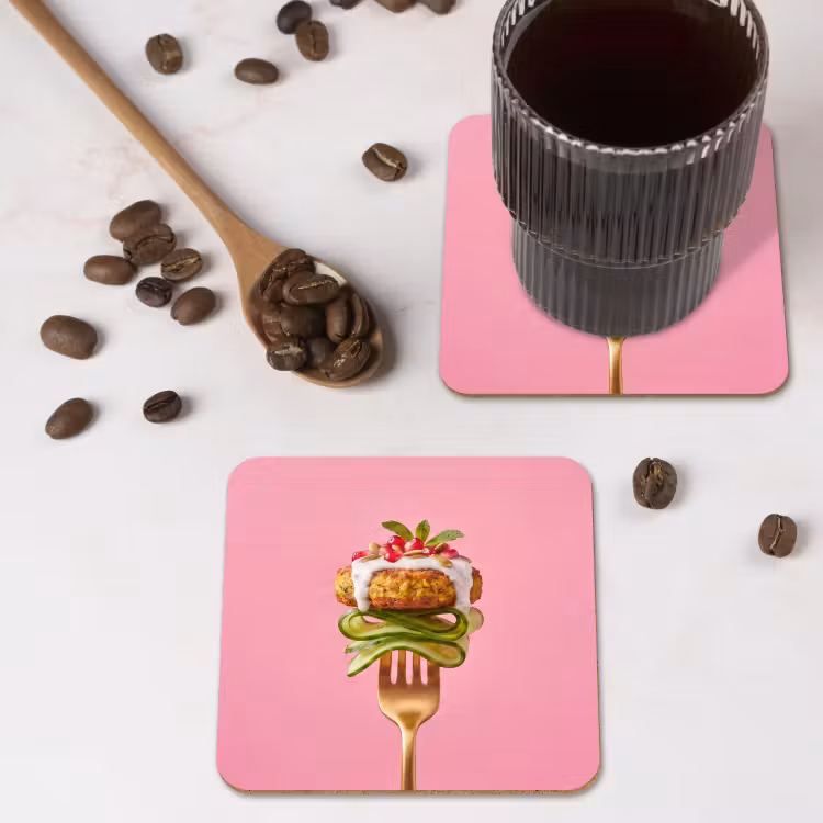 Untersetzer - Essen – Gabel – Rosa — 4