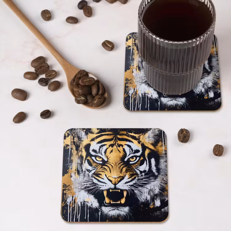 Untersetzer​ - Tiger - Farbspritzer - Gold — 4