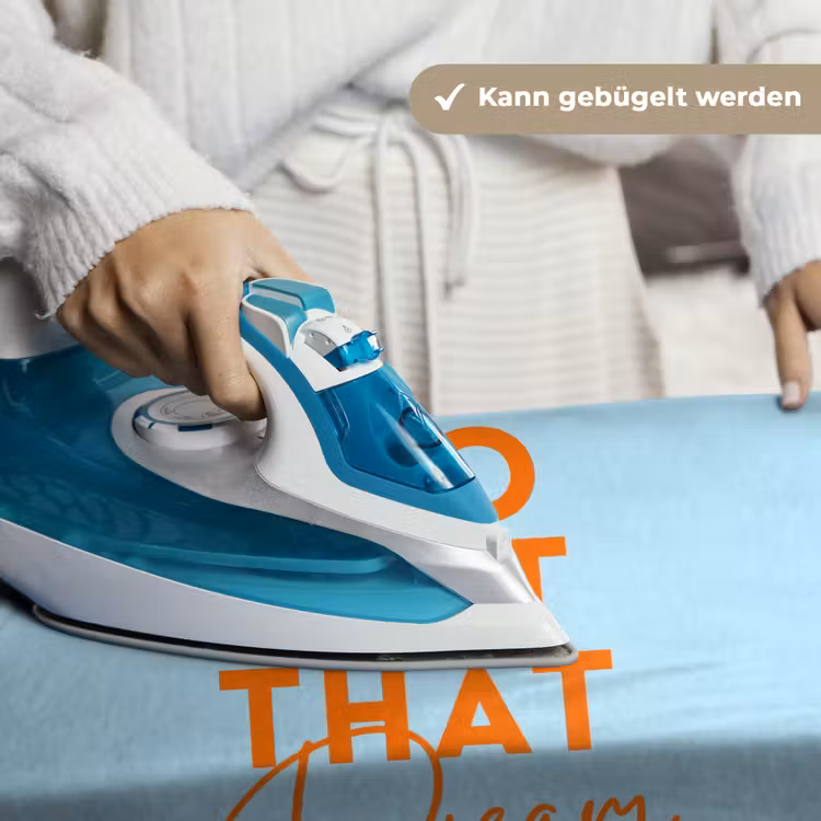 Wandtuch - Blau - Orange - Text — 9