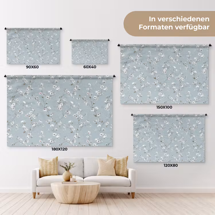 Wandtuch - Klassisch - Blumen - Blau — 7