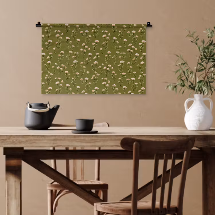Wandtuch - Rustikal - Blumen - Grün — 3