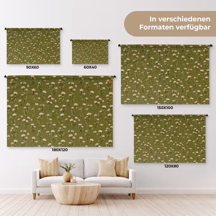 Wandtuch - Rustikal - Blumen - Grün — 7