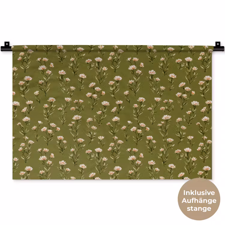 Wandtuch - Rustikal - Blumen - Grün — 8