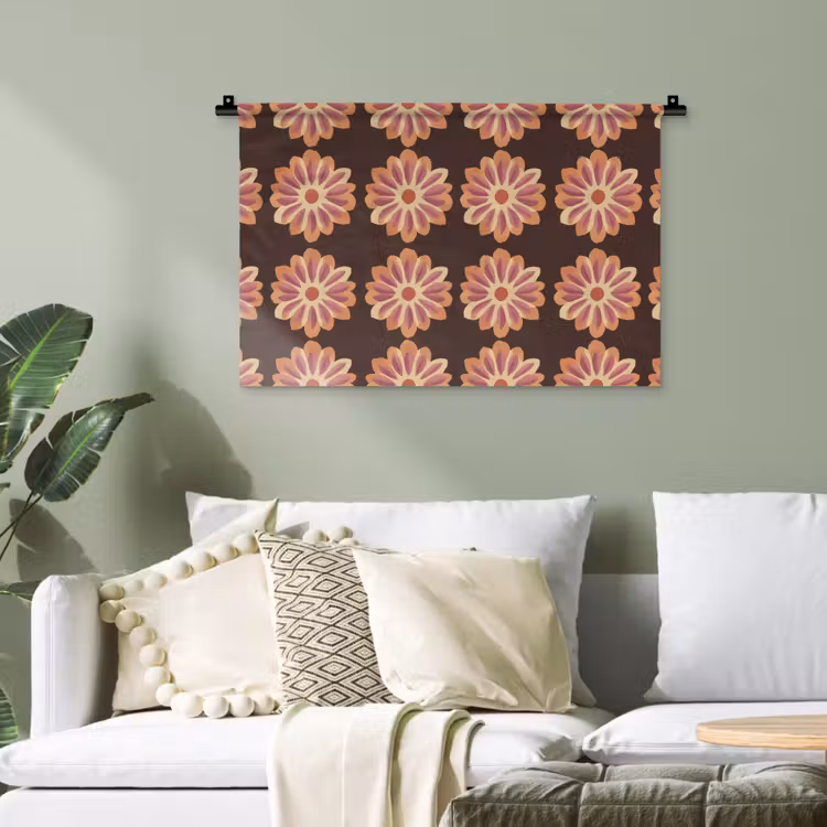 Wandtuch - Blumen - Muster - Braun — 4
