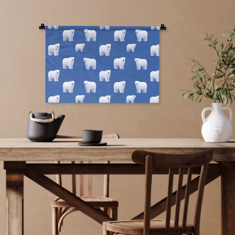 Wandtuch - Eisbär - Muster - Blau — 3