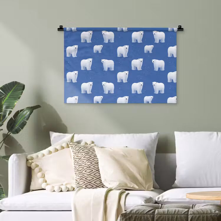 Wandtuch - Eisbär - Muster - Blau — 4