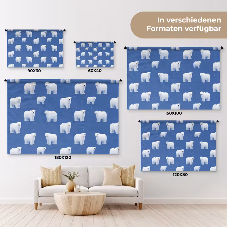 Wandtuch - Eisbär - Muster - Blau — 7