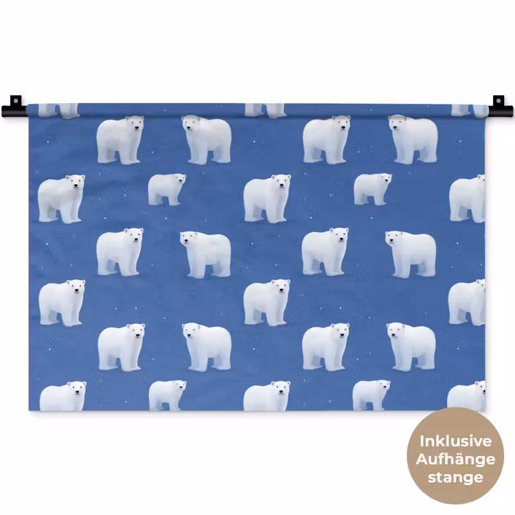 Wandtuch - Eisbär - Muster - Blau — 8
