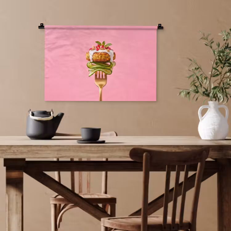Wandtuch - Essen – Gabel – Rosa — 3