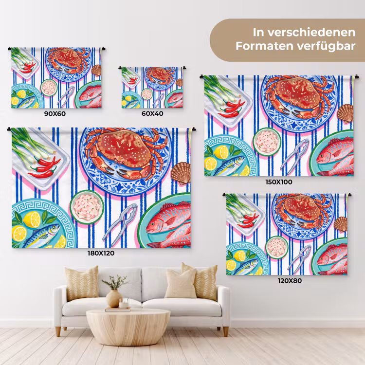 Wandtuch - Meeresfrüchte – Essen – Bunt — 7