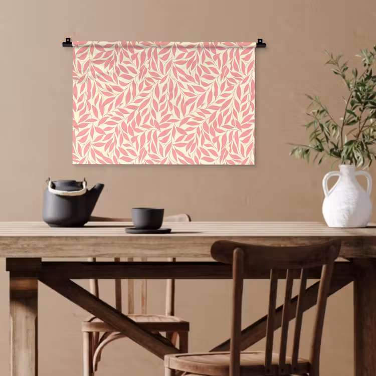 Wandtuch - Rosa – Blätter – Dynamisch – Muster — 3