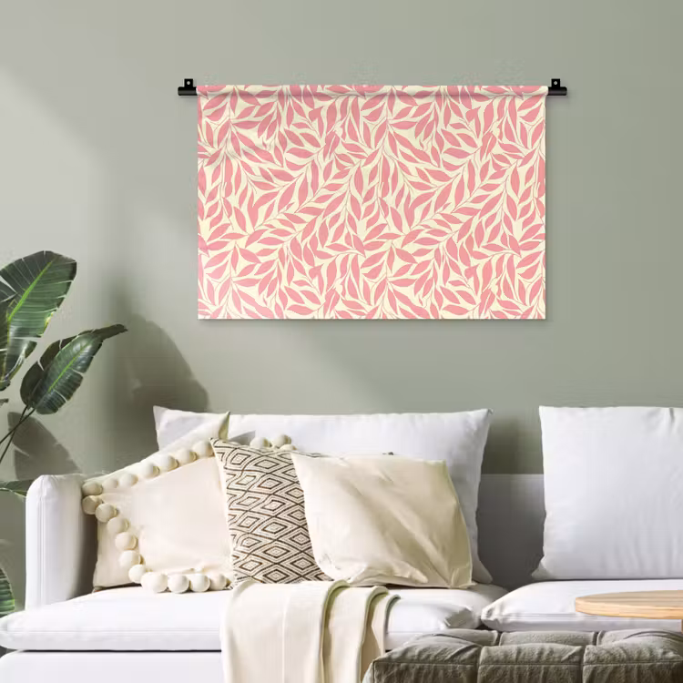 Wandtuch - Rosa – Blätter – Dynamisch – Muster — 4